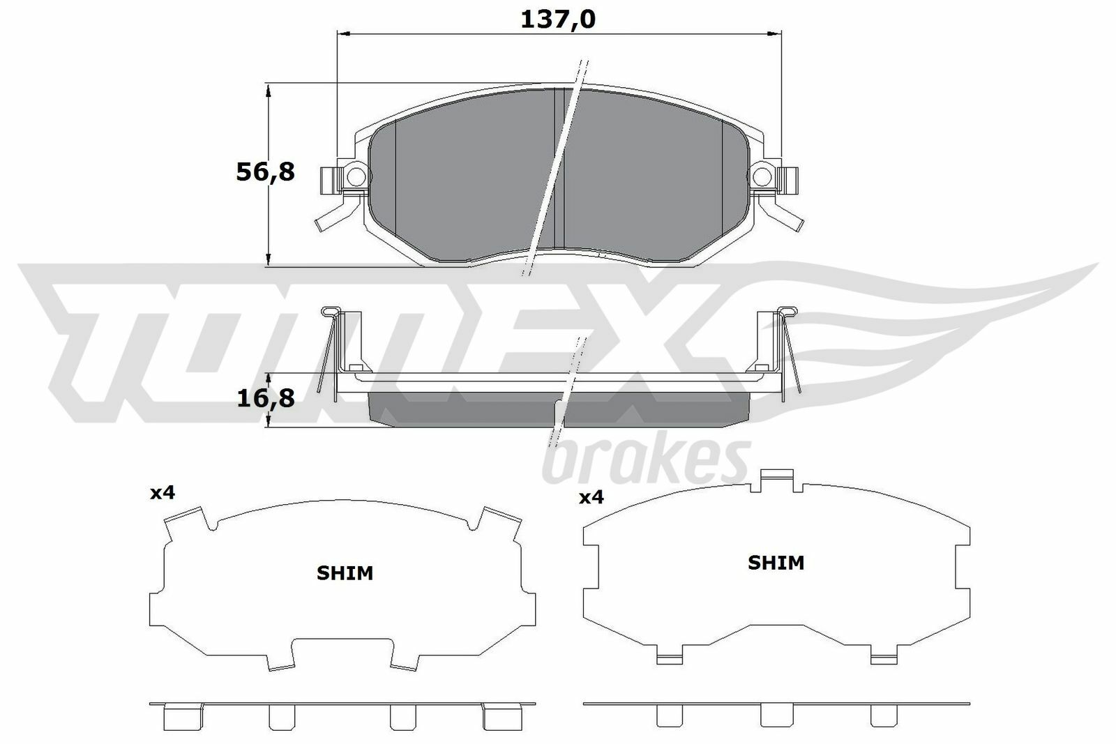 Sada brzdových destiček, kotoučová brzda TOMEX Brakes